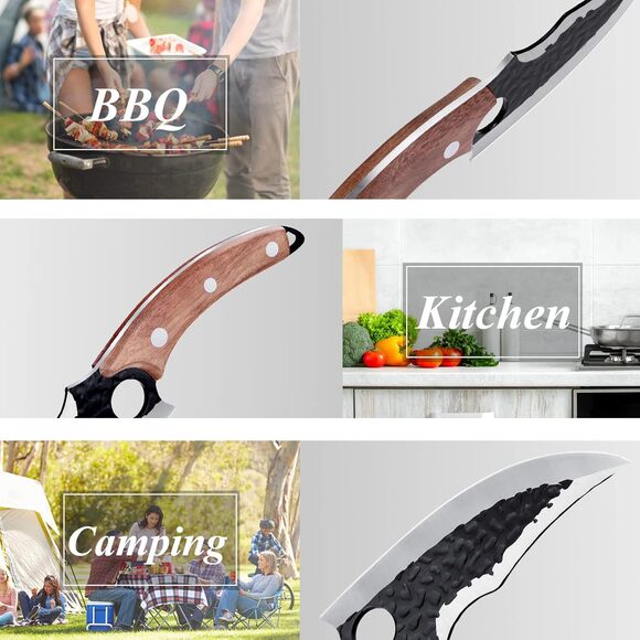 Hand Forged Chef Knife 6 Inch Viking Butcher Leather Sheath, Japanese Steel - Picture 6 of 8